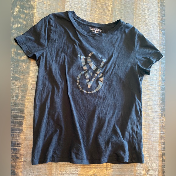 Victoria’s Secret Black T-shirt with black logo Small - Picture 2 of 6